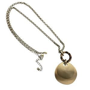 Chico’s Brushed Gold Tone Layered Circle Two Tone Pendant Long Artisan Necklace